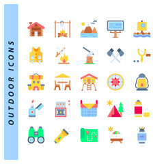 25 Outdoor Flat icons pack. vector illustration.