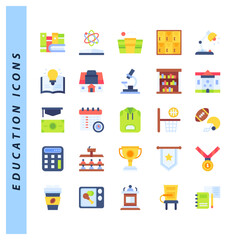 25 Education Flat icons pack. vector illustration.