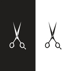Scissors set. Flat icon style. Collection scissors black on white background. - obrazy, fototapety, plakaty