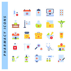 25 Pharmacy Flat icons pack. vector illustration.