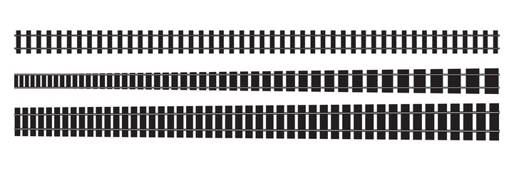 Railway train track vector route. Rail pattern curve railroad path icon. - obrazy, fototapety, plakaty