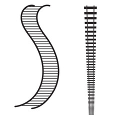 Railway train track vector route. Rail pattern curve railroad path icon.