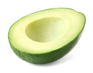 Half of fresh green avocado on white background - 746551004