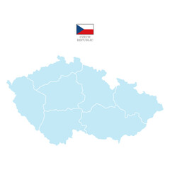 Obraz premium czech republic color map background with states. map isolated on white background with flag. Vector illustration map europe aqua blue pastel