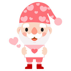Gnomes Valentine's day with hearts Clipart, Gnomes Love, sweet gnomes for valentine day. Romantic Valentine Gnome