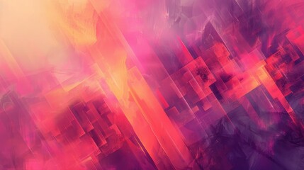 Abstract background with vibrant colors. The image features a gradient of warm and cool colors, with a variety of geometric shapes and lines. - obrazy, fototapety, plakaty