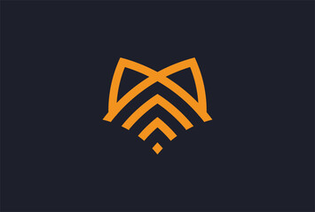 Abstract Fox head logo design template, vector illustration