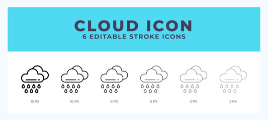 Cloud icon. Editable stroke line icon vector illustration.