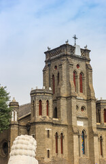 Fototapeta na wymiar Tower of the Lady of Victory Church in Tianjin, China
