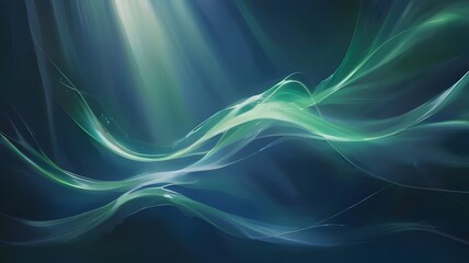 3-D , Abstract Background , Glowing ethereal wisps of light across green canvas 
 - obrazy, fototapety, plakaty