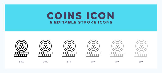 Coins line icon for websites and apps. Vector illustration with editable stroke.