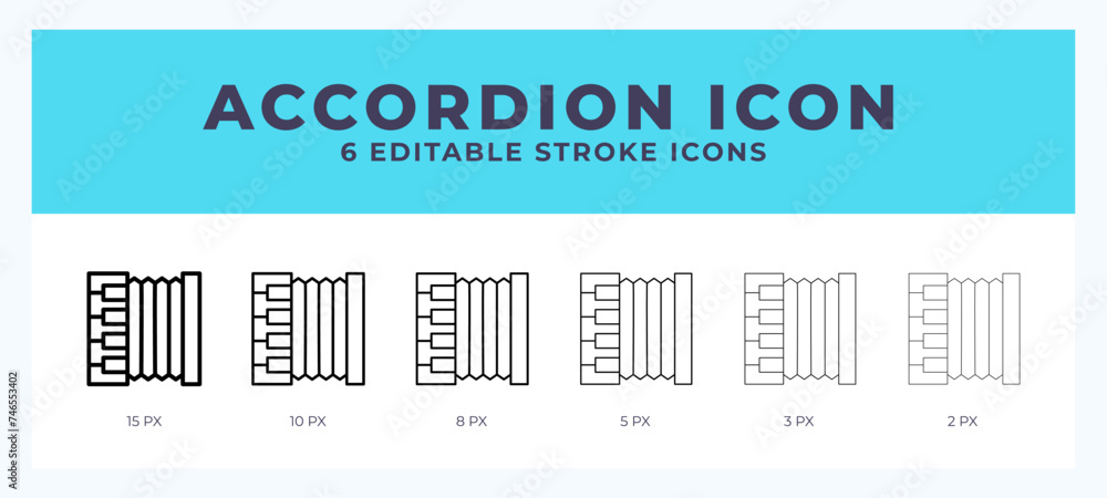 Poster accordion icon set with different stroke. design elements for logo. vector illustration.