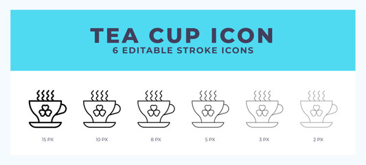 Tea cup icon illustration vector with editable stroke.