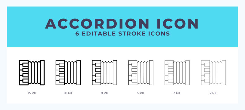 Accordion icon set with different stroke. Design elements for logo. Vector illustration.