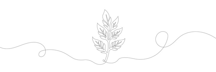 Continuous one line leaf. Vector illustration.