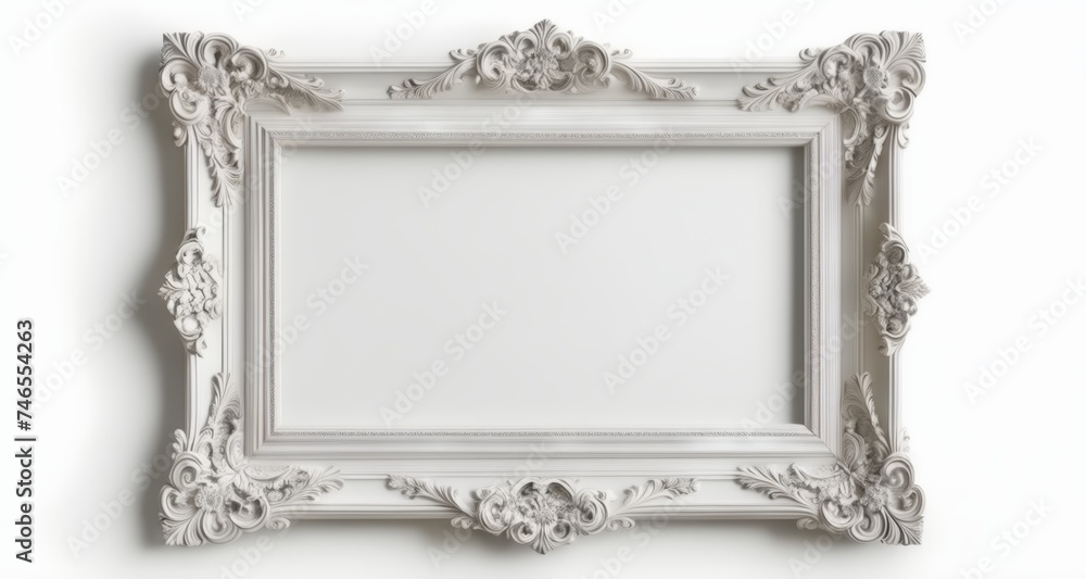 Sticker  Elegant white ornate frame, perfect for a portrait or artwork