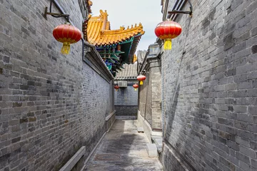 Tuinposter Historic narrow street in Yangliuqing town in Tianjin, China © venemama