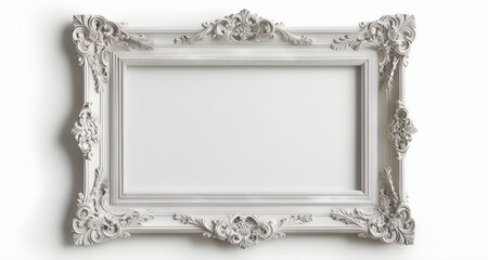  Elegant white ornate frame, perfect for a portrait or artwork