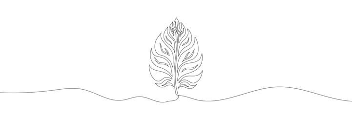 Continuous one line leaf. Vector illustration.