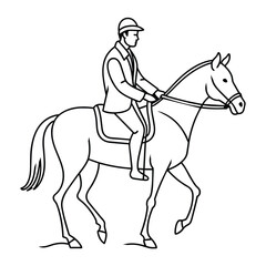 Man are riding horses line art vector illustration