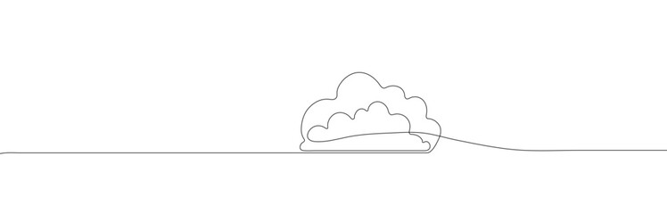 Continuous line drawing of cloud. Cloud linear icon. One line drawing background. Vector illustration.