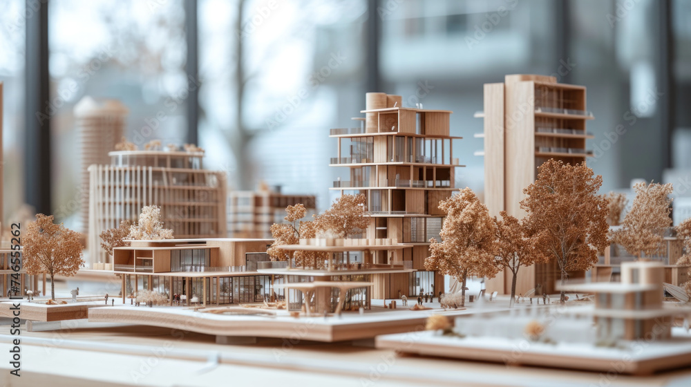 Poster miniature representation of a modern residential structure, exuding elegance with its clean lines an