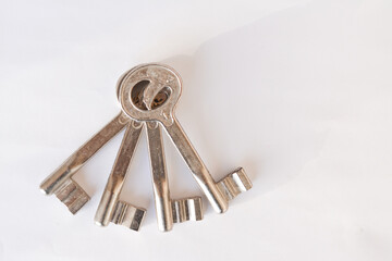 Keys on white background isolated