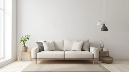 Modern liveing room interior style with empty wall