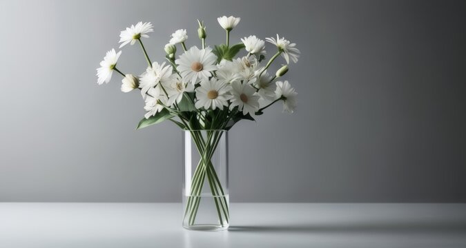  Elegance in simplicity - A bouquet of fresh daisies in a minimalist vase