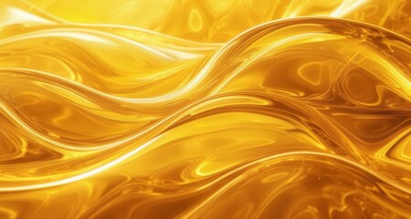  Vivid gold liquid with smooth, wavy texture - obrazy, fototapety, plakaty