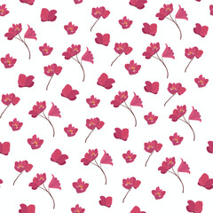 seamless pattern with pink coral bells flowers vector