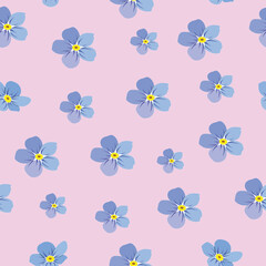 seamless background with forget-me-not flowers vector