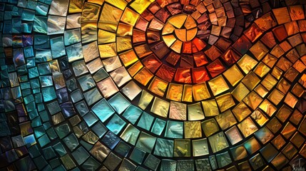 Mosaic tiles texture abstract background with circles