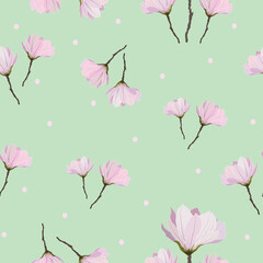 seamless pattern with magnolia flowers vector