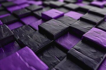 Black and Purple square shape background presentation design. AI Generated