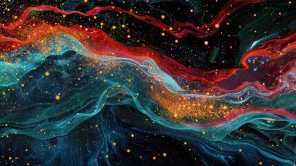 Streams of data particles converging into a digital river, depicting the constant flow of information on the internet.