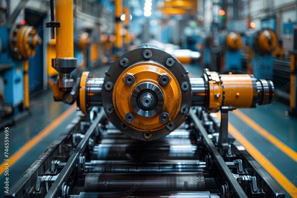 Aufkleber a detailed close-up of a complex industrial machine part with a focus on its intricate mechanics in 