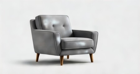  Modern elegance - A sleek, gray armchair with wooden legs