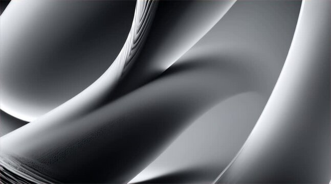 Abstract black and white background with wave-like curves and elegant, futuristic design, featuring smooth textures and digital patterns in shades of blue and gray