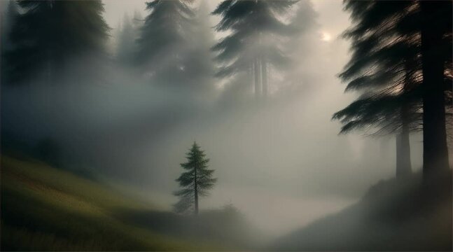 Forest Morning Sunrise: Misty Woods