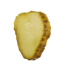 Slice of pickled cucumber isolated on white