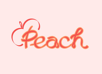 lettering for peach logo with peach element for bakery business, cafe, cafeteria, sweets shop