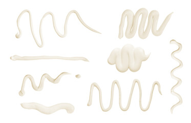 Tasty mayonnaise sauce isolated on white, top view