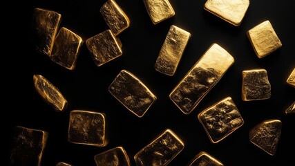 Black background with lots of small gold bars.