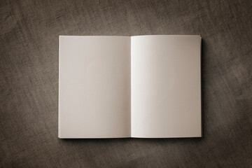 Open notebook in the dark with sepia background	