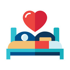Bed with heart Isolated flat vector illustration