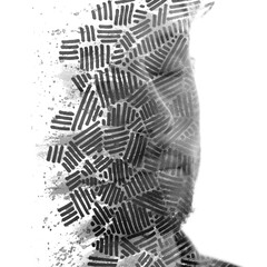 A graphical paintography portrait of a man in double exposure - 746563450