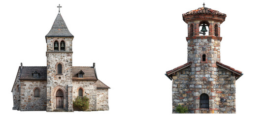 church bell tower isolated on transparent background, element remove background, element for design. - obrazy, fototapety, plakaty