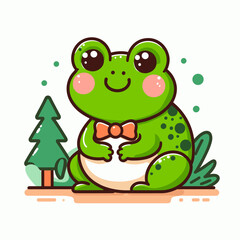 Fototapeta premium fat frog cartoon kid illustration book story sticker