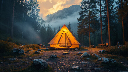 Embracing Adventure: Camping Tent Atop Scenic Heights